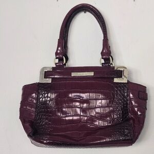 Anne Klein Cranberry Croc Embossed Satchel Top Handle Handbag
